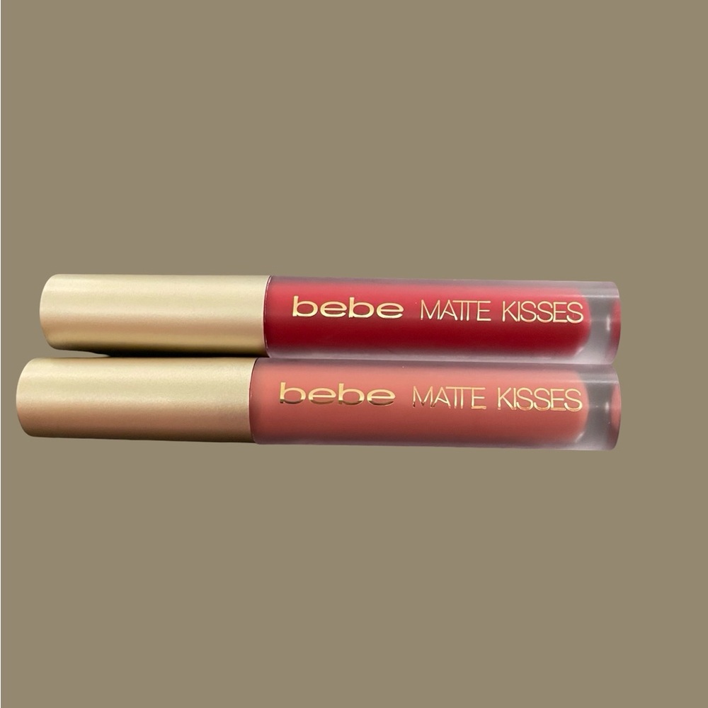 Bebe Matte Kisses Liquid Lipstick true red and natural pink full size set of two - Picture 4 of 10